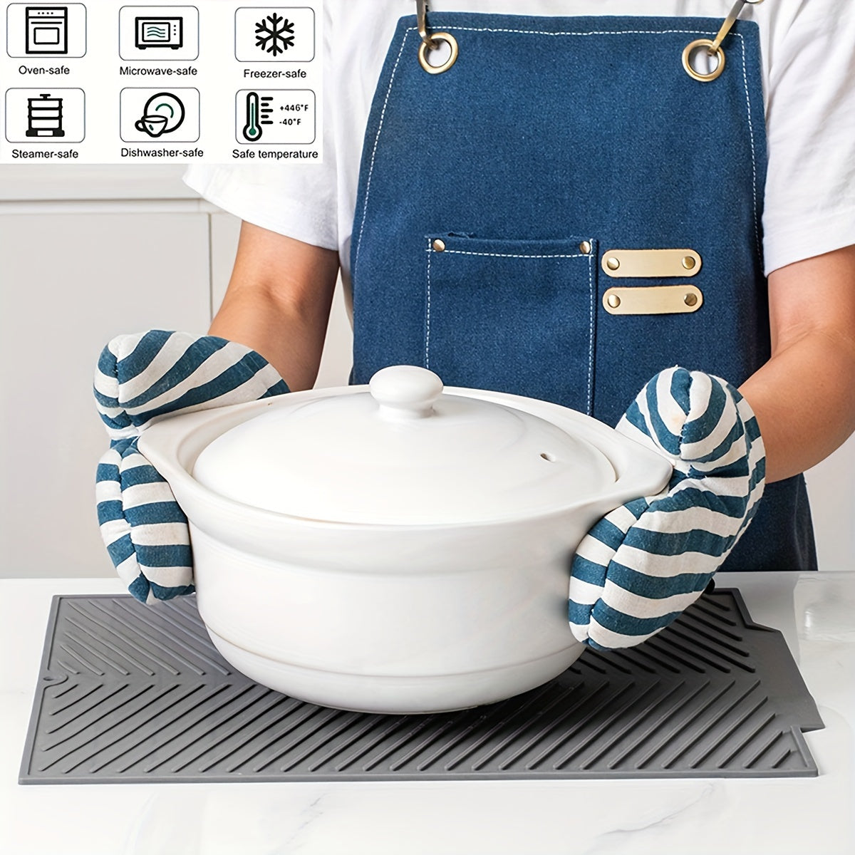 1pc\u002FSilicone Dish Drying Mat Drain Mat Built-In Drain, Easy to Clean Reusable Sink Mat, Heat Insulation Mat, Multifunctional Kitchen Mat, Dishwasher Stand Tripod, Kitchen Accessories,Father Gift