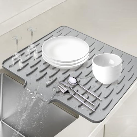 Silicone Dish Drying Mat for Kitchen Counter Dish Drying Pad with Drain Lip NonSlip Drain Pad with Builtin Drain Heat Insulation Pad Sink Drainer Mat for Multiple Usage