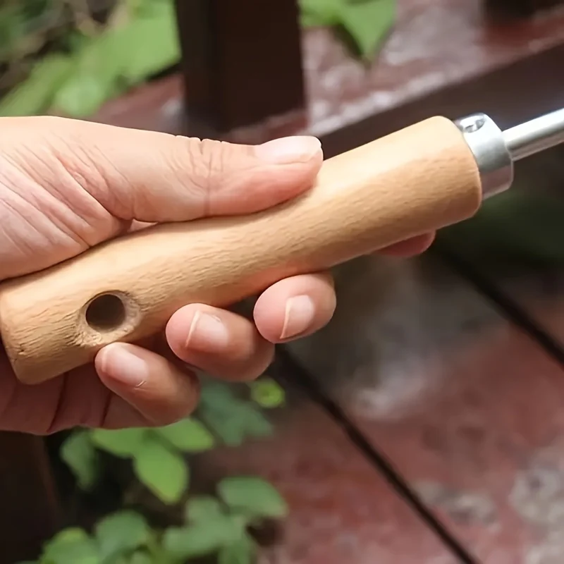 Heavy-Duty Weeding Tool Heavy-Duty 1pc Metal Crack Weeding Tool with Ergonomic Wooden Handle | Manual Grass Cutter for Roadside, Sidewalks & Driveways - Efficient Weed Removal in Tight Spaces, Weeder Trimmers